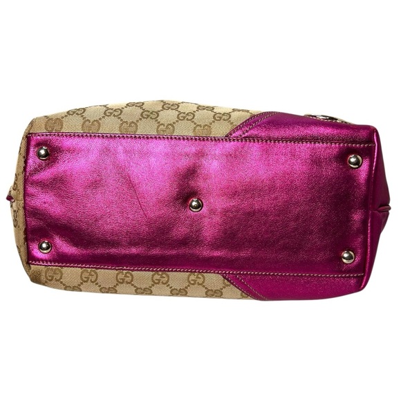 Gucci GG Monogram Tote Pink Leather Trim - Picture 7 of 15